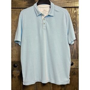 Tommy Bahama Men's Lightweight Polo Shirt XL Aqua-Blue 100% Cotton Soft Stretch.